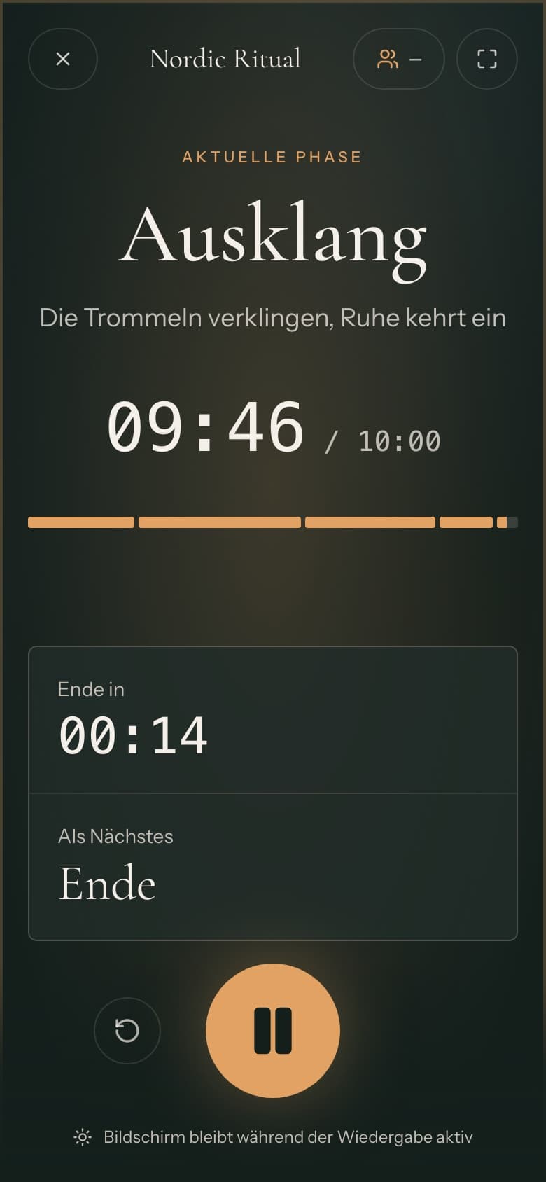 Player im Ausklang: «Die Trommeln verklingen, Ruhe kehrt ein», Ende in 00:14
